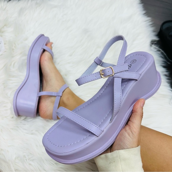 Purple platform sandal wedge - Picture 2 of 5